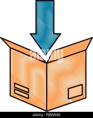 Karton Karton mit Pfeil runter Stock Vektor