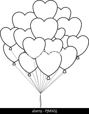 Herzförmige Luftballons in Schwarz und Weiß Stock Vektor