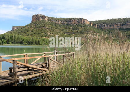 Holz- Weg über die Uña Lagune, in der Provinz Cuenca, Spanien Stockfoto