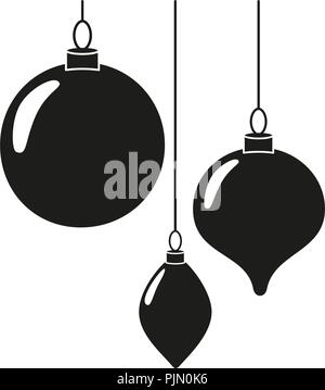 Schwarz Weiß Christbaumschmuck Silhouette Stock Vektor