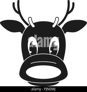 Schwarze und weiße Rentier Kopf Silhouette Stock Vektor