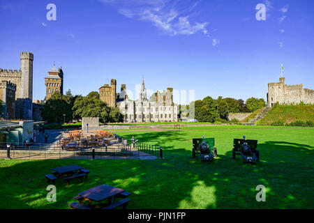 Blick auf das Schloss von Cardiff in Wales. Foto Datum: Freitag, 7. September 2018. Foto: Roger Garfield/Alamy Stockfoto