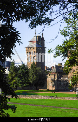 Blick auf das Schloss von Cardiff in Wales. Foto Datum: Freitag, 7. September 2018. Foto: Roger Garfield/Alamy Stockfoto