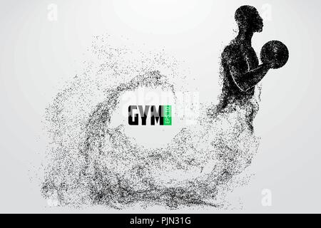 Silhouette einer Bodybuilder. Text- und Hintergrundfarbe auf einem separaten Layer, Farbe kann mit einem Klick geändert werden. Vector Illustration Stock Vektor