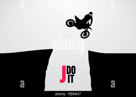 Motocross Fahrer Silhouette. Hintergrund und Text auf einem separaten Layer, Farbe kann mit einem Klick geändert werden. Vector Illustration Stock Vektor