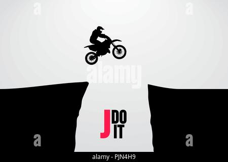 Motocross Fahrer Silhouette. Hintergrund und Text auf einem separaten Layer, Farbe kann mit einem Klick geändert werden. Vector Illustration Stock Vektor