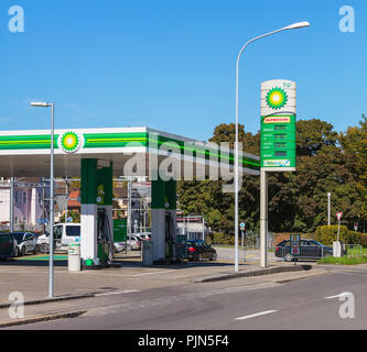 Zürich, Schweiz - 5 Oktober, 2017: BP Tankstelle am Mythenquai Straße in der Stadt Zürich. BP Plc (ehemals British Petroleum Company p Stockfoto