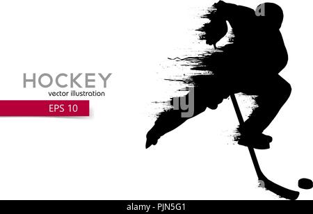 Silhouette der Hockeyspieler. Hintergrund und Text auf einem separaten Layer, Farbe kann mit einem Klick geändert werden. Vector Illustration Stock Vektor