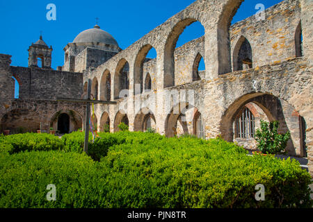 Mission San José y San Miguel de Aguayo ist eine historische katholische Mission in San Antonio, Texas, USA. Stockfoto