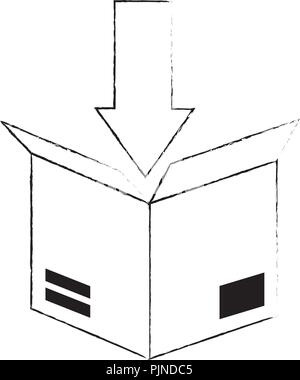 Karton Karton mit Pfeil runter Stock Vektor
