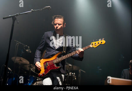 Konzert des Belgischen trip hop band Hooverphonic am Crammerock Festival, in Stekene (Belgien, 06/09/2014) Stockfoto