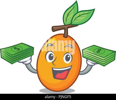 Mit Geld reife, gelbe Pflaumen auf dem Baum Cartoon Stock Vektor