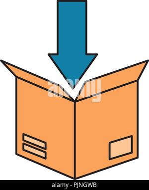 Karton Karton mit Pfeil runter Stock Vektor