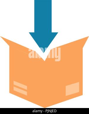 Karton Karton mit Pfeil runter Stock Vektor