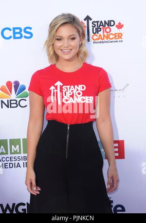 Santa Monica, CA. 7. Sep 2018. Olivia Holt in der Ankunftshalle für bis zu Krebs 2018 (SU2C), Barker Hangar, Santa Monica, CA September 7, 2018. Credit: Elizabeth Goodenough/Everett Collection/Alamy leben Nachrichten Stockfoto