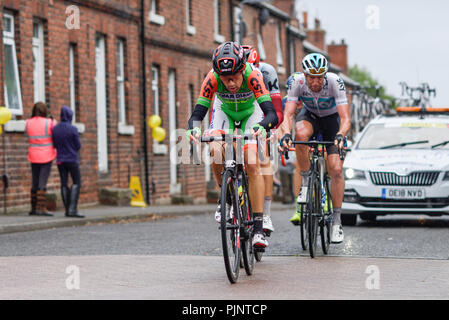 Newstead, Nottinghamshire, UK: 08. September 2018. Das Team Sky Rider Ian Stannard gewinnt Etappe 7 in Mansfield. Team Rider Ian Stannard gewinnt Etappe 7 des OVO Tour Großbritannien. Stockfoto