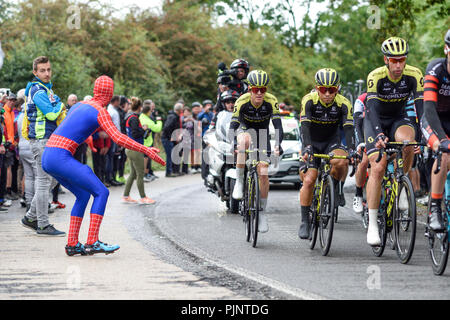 Newstead, Nottinghamshire, UK: 08. September 2018. Das Team Sky Rider Ian Stannard gewinnt Etappe 7 in Mansfield. Credit: Ian Francis/Alamy Live News Credit: Ian Francis/Alamy leben Nachrichten Stockfoto