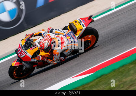 Imola, Italien. September 8, 2018 - 93 MARC MARQUEZ aus Spanien, HRC Repsol Honda Team, Honda RC 213 V, Gran Premio Octo di San Marino e della Riviera di Rimini, während der Samstag QP im Marco Simoncelli World Circuit für die 13. Runde der MotoGP-Weltmeisterschaft, die vom 7. bis zum 9. September Quelle: AFP 7/ZUMA Draht/Alamy leben Nachrichten Stockfoto