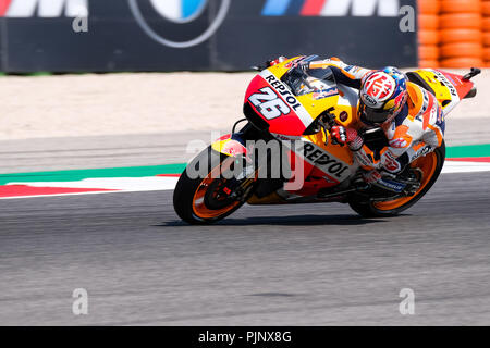 Imola, Italien. September 8, 2018 - 26 Dani Pedrosa aus Spanien, HRC Repsol Honda Team, Honda RC 213 V, Gran Premio Octo di San Marino e della Riviera di Rimini, während der Samstag QP im Marco Simoncelli World Circuit für die 13. Runde der MotoGP-Weltmeisterschaft, die vom 7. bis zum 9. September Quelle: AFP 7/ZUMA Draht/Alamy leben Nachrichten Stockfoto