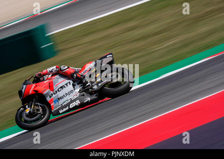 Imola, Italien. September 8, 2018 - 51 MICHELE PIRRO aus Italien, Ducati Team, Ducati Desmosedici GP18, Gran Premio Octo di San Marino e della Riviera di Rimini, während der Samstag QP im Marco Simoncelli World Circuit für die 13. Runde der MotoGP-Weltmeisterschaft, die vom 7. bis zum 9. September Quelle: AFP 7/ZUMA Draht/Alamy leben Nachrichten Stockfoto