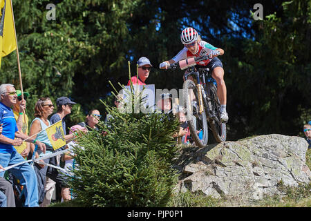 Lenzerheide, Schweiz. 8. September 2018. Jolanda Neff während der UCI Mountainbike Weltmeisterschaften 2018 Frauen Elite Cross Country Olympic XCO in Lenzerheide. Credit: Rolf Simeon/Alamy leben Nachrichten Stockfoto