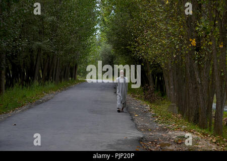 Srinagar, Jammu und Kaschmir, Indien. 8. Sep 2018. Ein alter Mann gesehen zu Fuß in der Nähe von Srinagar, Kashmir. Jammu und Kaschmir ist ein Bundesstaat mit der größten Stadt Srinagar. Credit: Masrat Zahra/SOPA Images/ZUMA Draht/Alamy leben Nachrichten Stockfoto