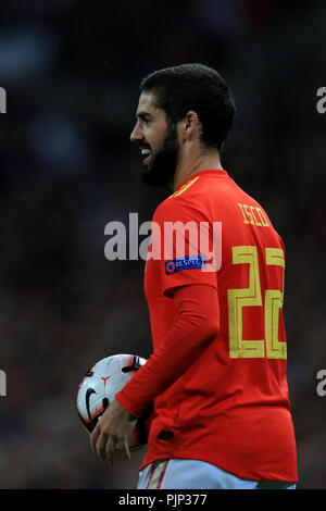 Wembley Stadion, London, UK. 8. Sep 2018. UEFA Nationen Liga Fußball, England und Spanien; Isco von Spanien Quelle: Aktion plus Sport/Alamy leben Nachrichten Stockfoto