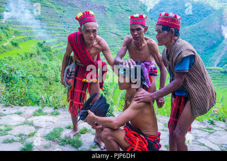 Menschen aus Ifugao-Minderheit in Banaue auf den Philippinen Stockfoto