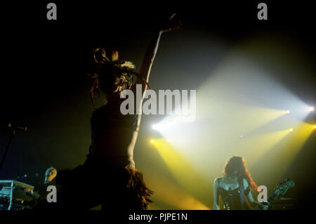 Das letzte Konzert des Belgischen acid house band Lords der Säure im Ancienne Belgique, Brüssel (Belgien, 10/12/2002) Stockfoto