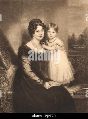 Prinzessin Victoria (die zukünftige Königin Victoria im Alter von zwei) mit ihrer Mutter, der Herzogin von Kent in 1821 Stockfoto