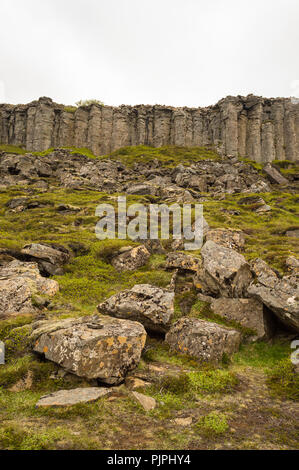 Gerduberg dolerit Klippen basalt Rock Formation. Stockfoto