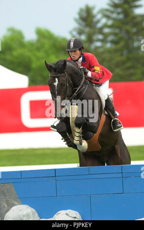 Die Nationalen, Spruce Meadows Juni 2002 Beezie Madden (USA), Urteil Stockfoto