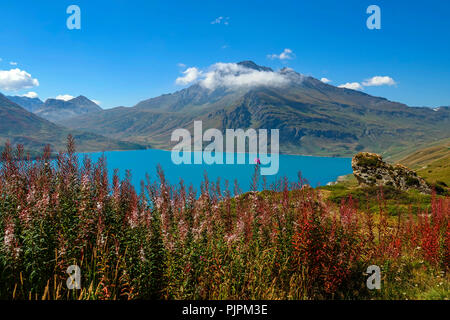 Col de Mont Cenis Pass zwischen Frankreich und Italien mit großer See, Stausee, Stockfoto