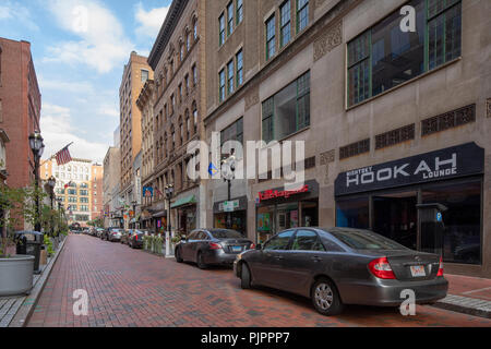 Pratt Street im historischen Stadtteil von Hartford, Connecticut, USA Stockfoto