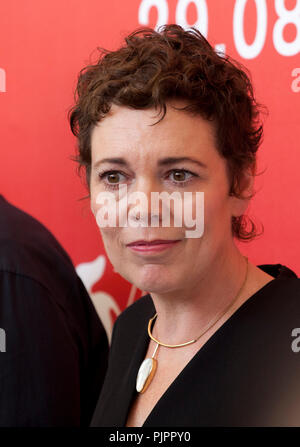 Gewinner der Auszeichnung beste Schauspielerin Olivia Colman am Fotoshooting für den Film Der Favorit beim 75. Filmfestival von Venedig, am Donnerstag, 30. August 2. Stockfoto
