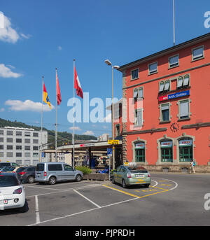 Arth, Schweiz - 19. Juli 2018: Die Gebäude der Stadt von Arth ab Bahnhofstrasse Street gesehen. Der Gemeinde Arth ist ein Teil der Gemeinde von Stockfoto