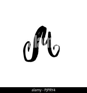 Von Hand bemalt Schreiben M. trockenen Pinsel modernen Schriftzug. Vector Illustration. Stock Vektor