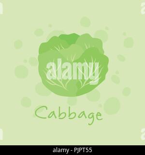 Gemüse Kohl Vector Illustration auf grünem Hintergrund isoliert. Stock Vektor