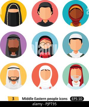 Vektor im Nahen und Mittleren Osten aran muslimischen Menschen Symbole avatar Stock Vektor