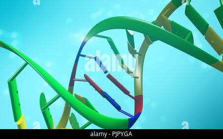 DNA-Doppelhelix auf weichen blauen Hintergrund. Medizinische Sciense, Gen Genom Manipulation und Biotechnologie Konzept Stockfoto