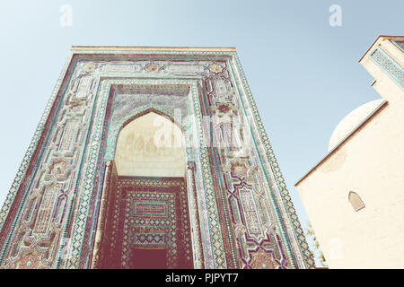 Historische heiligen Friedhof von Shahi Wonders in Samarkand, Usbekistan. Stockfoto