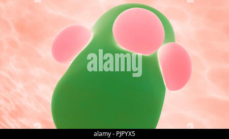 B-Zellen, Lymphozyten oder weißen Blutkörperchen Angriff Bakterien im Körper. Infektion und Immunschwäche Konzept, 3D-Rendering Stockfoto
