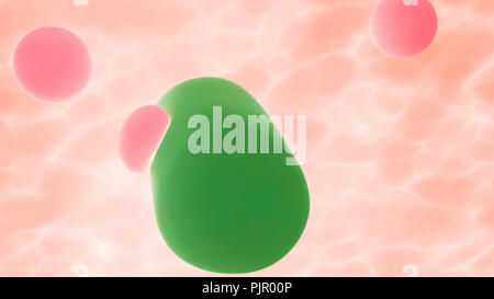 B-Zellen, Lymphozyten oder weißen Blutkörperchen Angriff Bakterien im Körper. Infektion und Immunschwäche Konzept, 3D-Rendering Stockfoto