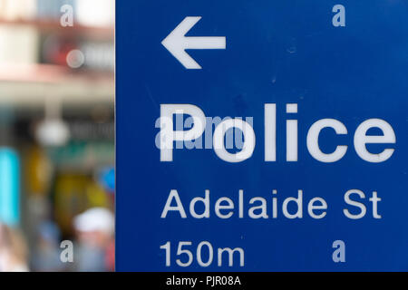 Zeichen für Polizei in Adelaide Street in Brisbane. Stockfoto