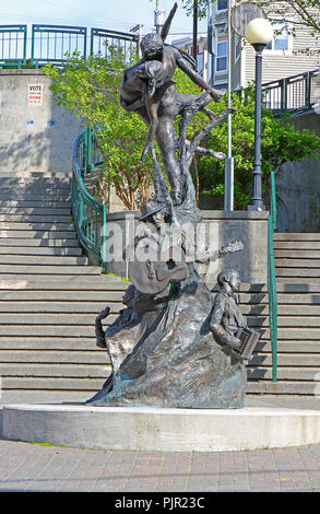 Zement Treppe und Statuen in der Innenstadt von St. John's, Neufundland, Kanada Stockfoto