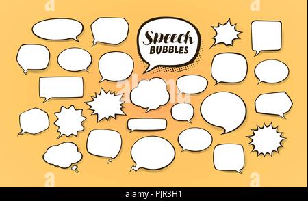 Comic Sprechblasen mit halftone Schatten. Cartoon Vector Illustration Stock Vektor