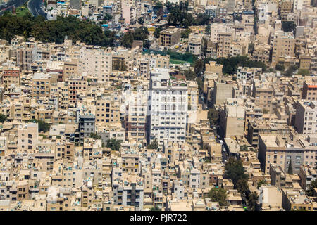 Ariel Foto für Teheran Stadt in der Islamischen Republik Iran, der Straßen und Gebäude zeigen und einige Autos und einigen Bäumen. Stockfoto