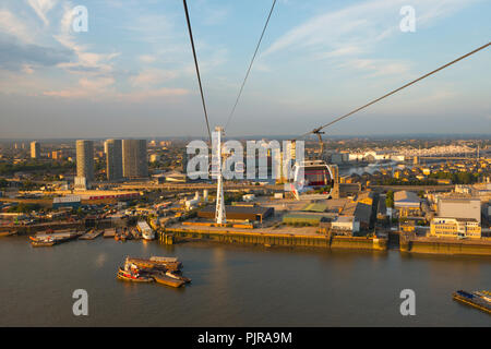 Emirates Air Line, Cable Car, London, Vereinigtes Königreich. Stockfoto