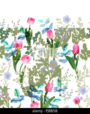 Frühling Blumen. Nahtlose florale. Vintage Vector Illustration. Stock Vektor