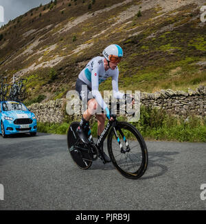 Chris Froome, Team Sky, Stufe 5 Tour durch Großbritannien 2018, Cockermouth zu Whinlatter Mannschaftszeitfahren. Stockfoto